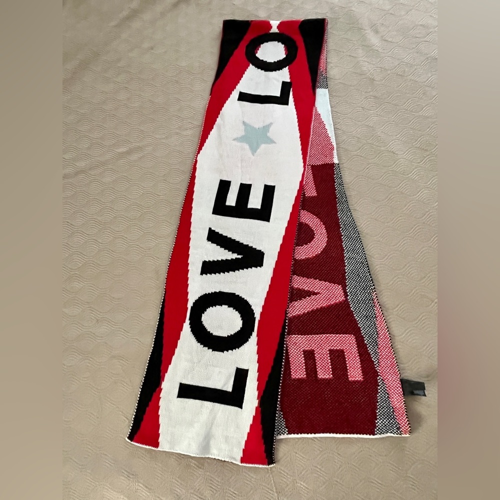 Express cold weather soft and cozy scarf in red/black/white/blue, one size